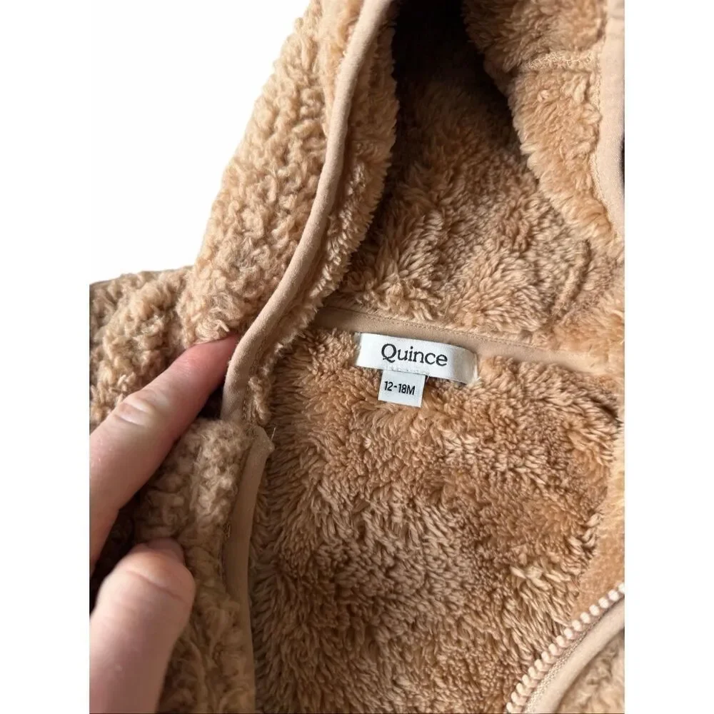 Quince Baby Bear Bunting Recycled Sherpa‎ Fleece Tan 12 18 months
